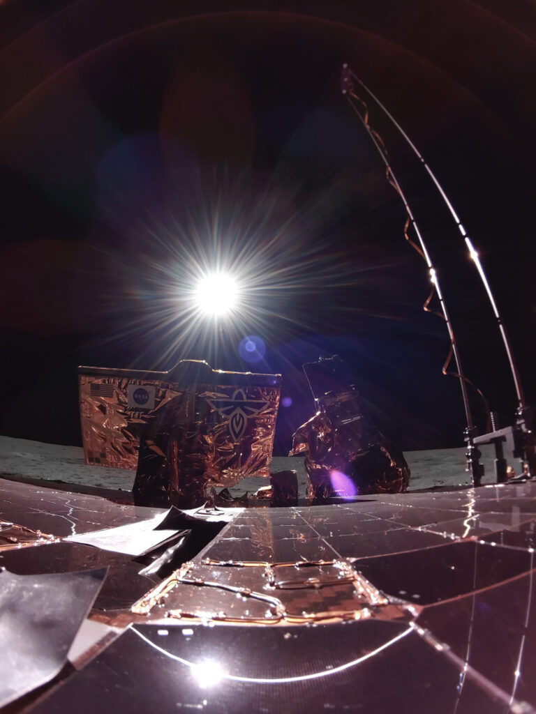 Photo of solar eclipse beginning taken from lunar lander on the moon