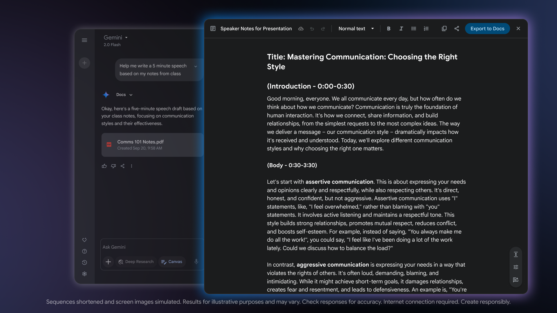 A screenshot of Google’s Canvas feature summarizing a meeting.