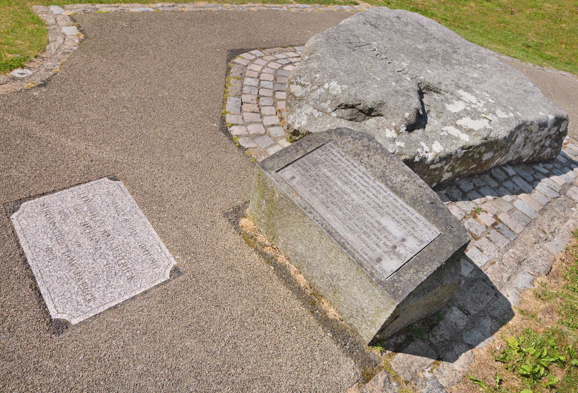 a large granite slab that marks the traditional final resting place of saint patricl.
