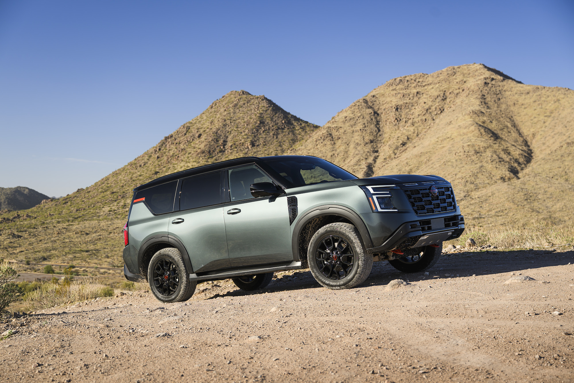 SUV on dirt road
