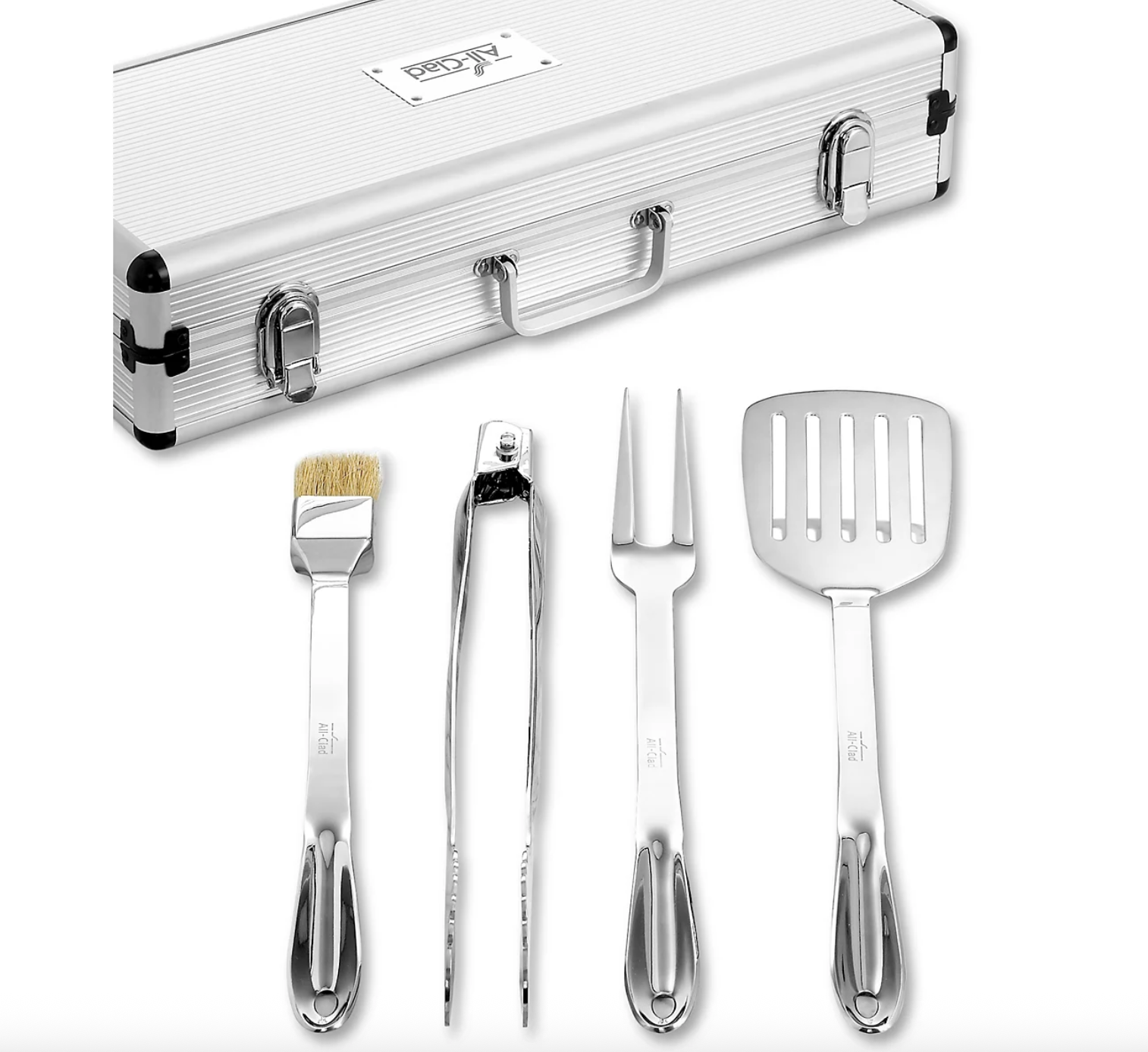 Stainless Steel 4-Piece BBQ Tool Set with Case