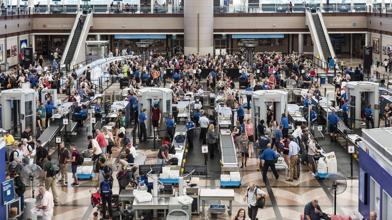 A busy travel day at Denver International Airport.
