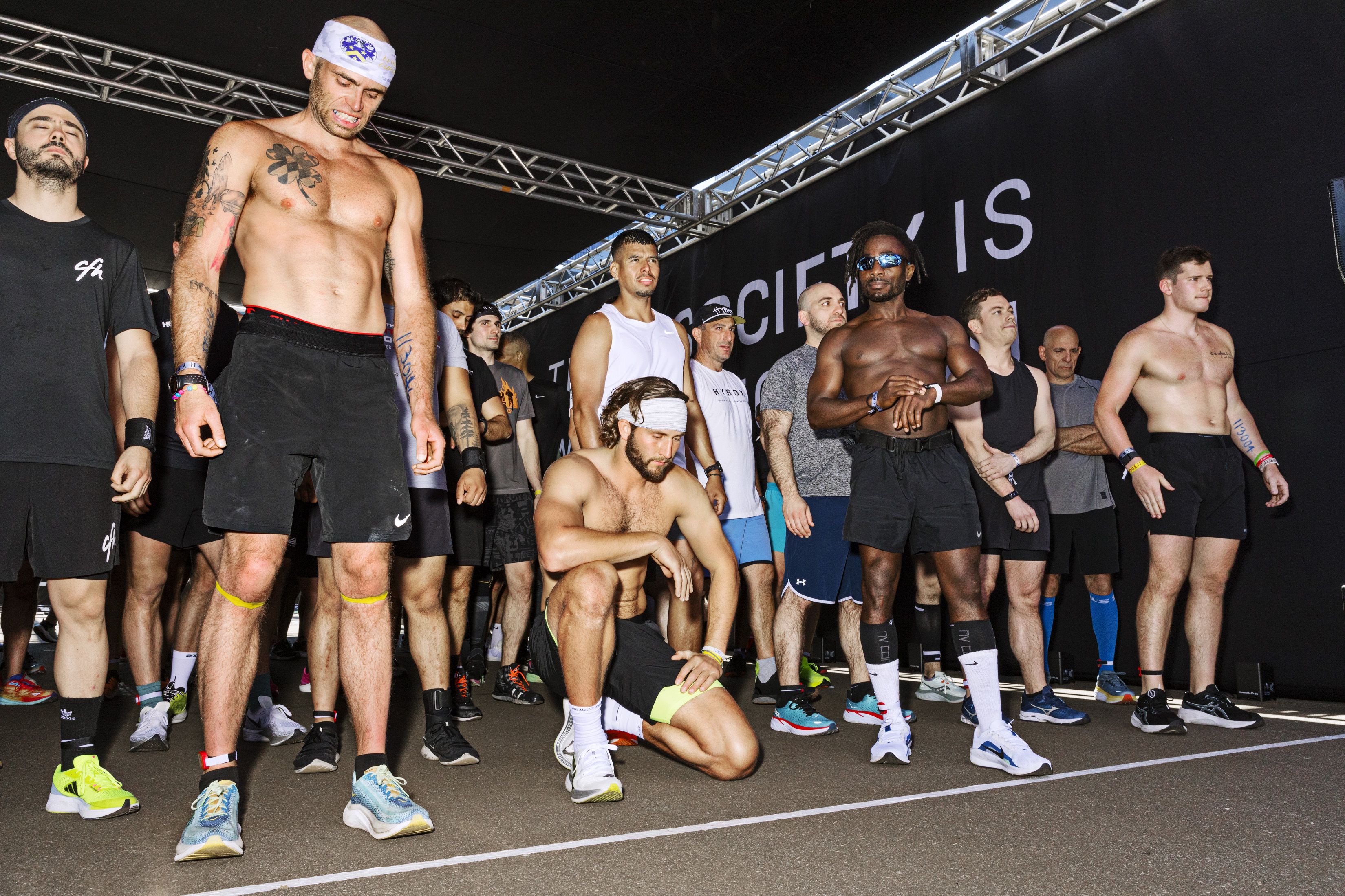 a group of men in shorts