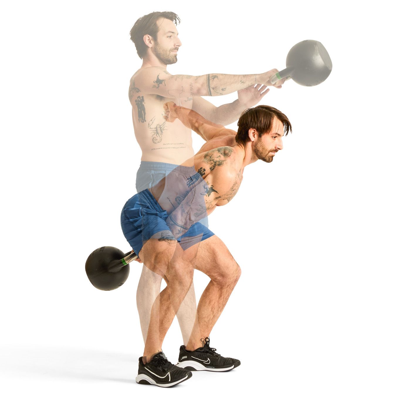 demonstration of a kettlebell swing exercise