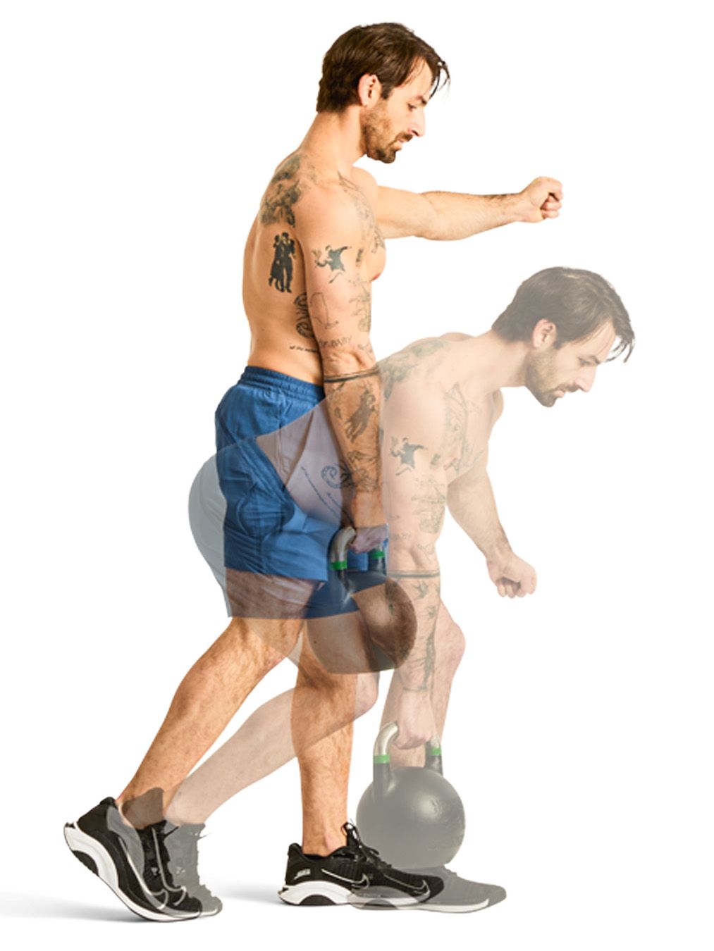 demonstration of a kettlebell exercise