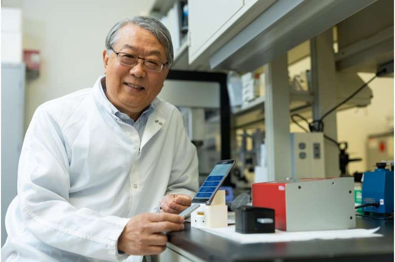 UC College of Engineering and Applied Science Distinguished Research Professor Chong Ahn is working on new applications for point-of-care testing. One device measures cortisol from a saliva sample. Credit: Andrew Higley UC lab-on-a-chip devices take public health into home