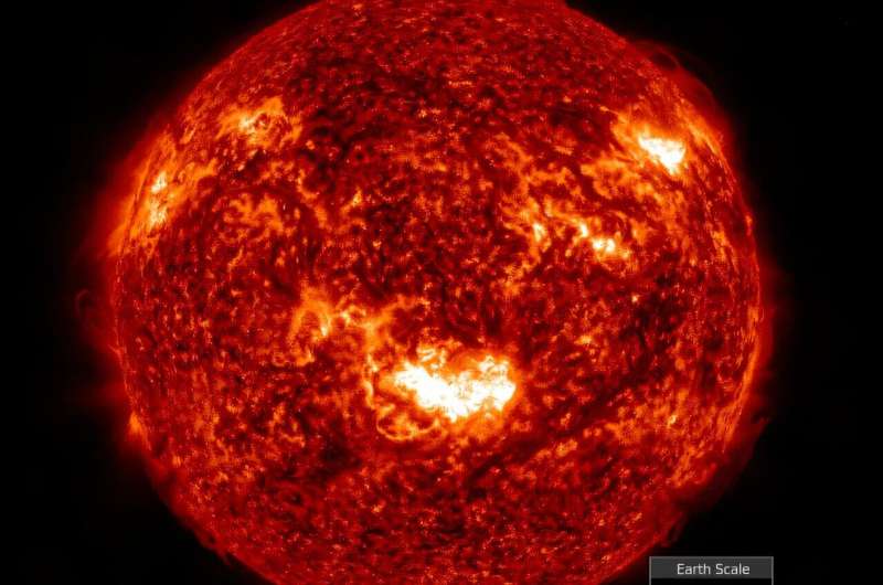 NASA's Solar Dynamics Observatory captured this image of the Sun on May 7, 2024, in extreme ultraviolet light (at a wavelength of 304 Ångstroms). At center, the active region that instigated the Gannon storm stretches approximately 17 times the size of Earth. (A scaled image of Earth is inset for size reference.) In early May 2024, the active region released a chain of powerful solar eruptions, including several coronal mass ejections, or CMEs — giant clouds of solar particles — that merged to form a superstorm that reached Earth on May 10. Ahead of the storm, the National Oceanic and Atmospheric Administration, or NOAA, issued its first severe geomagnetic storm watch in almost two decades. Credit: NASA/Helioviewer What NASA is learning from the biggest geomagnetic storm in 20 years
