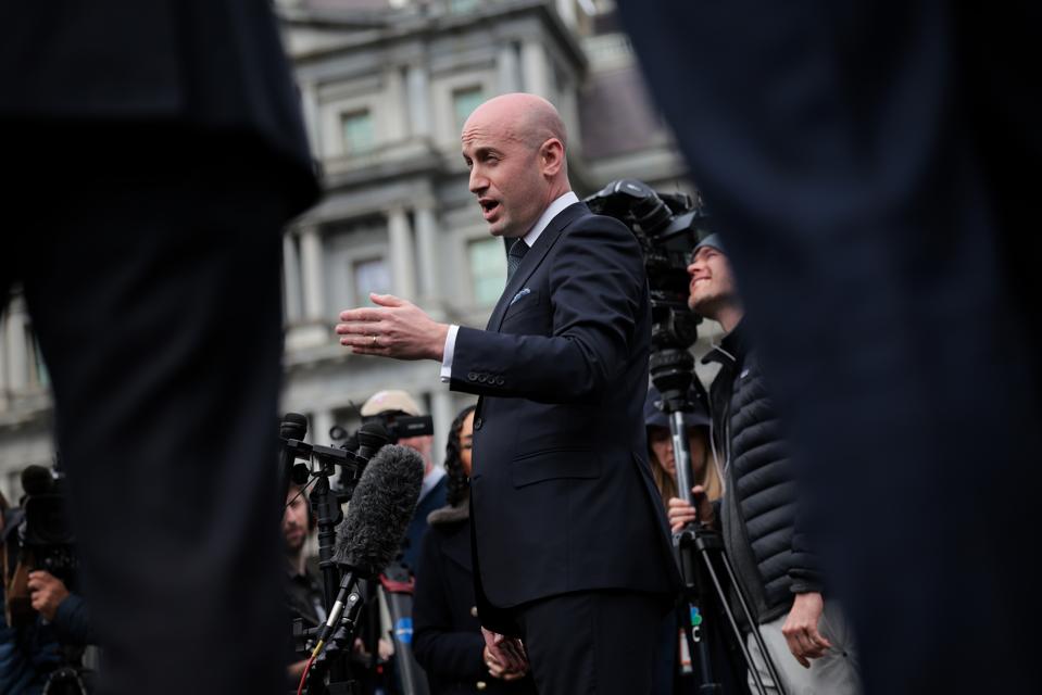 White House Homeland Security Advisor And Deputy Chief Of Staff Stephen Miller Speaks To The Media At The White House
