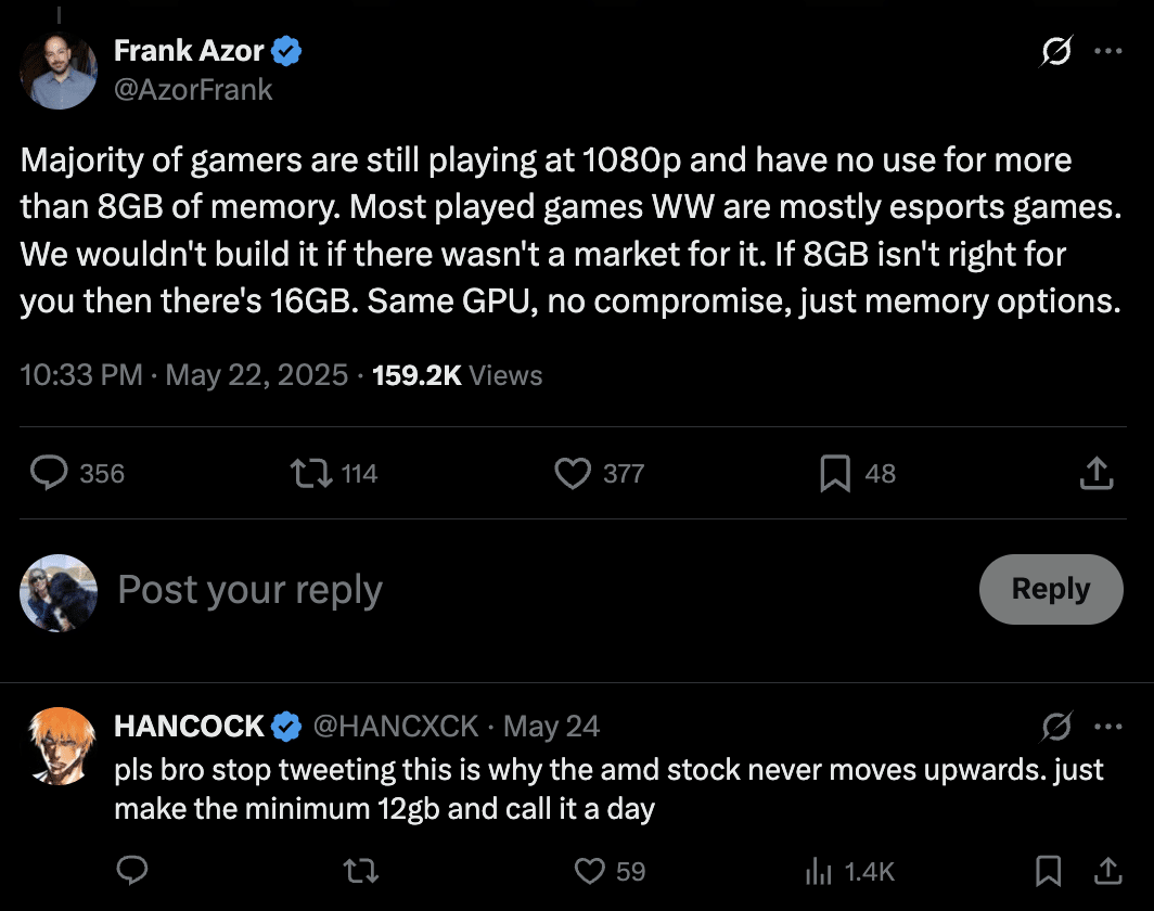 Frank Azor post on X.