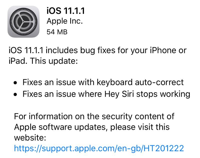 Apple iOS 11.1.1