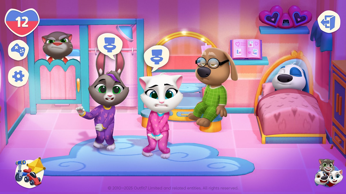 My Talking Tom Friends 2 characters all have their own homes now.