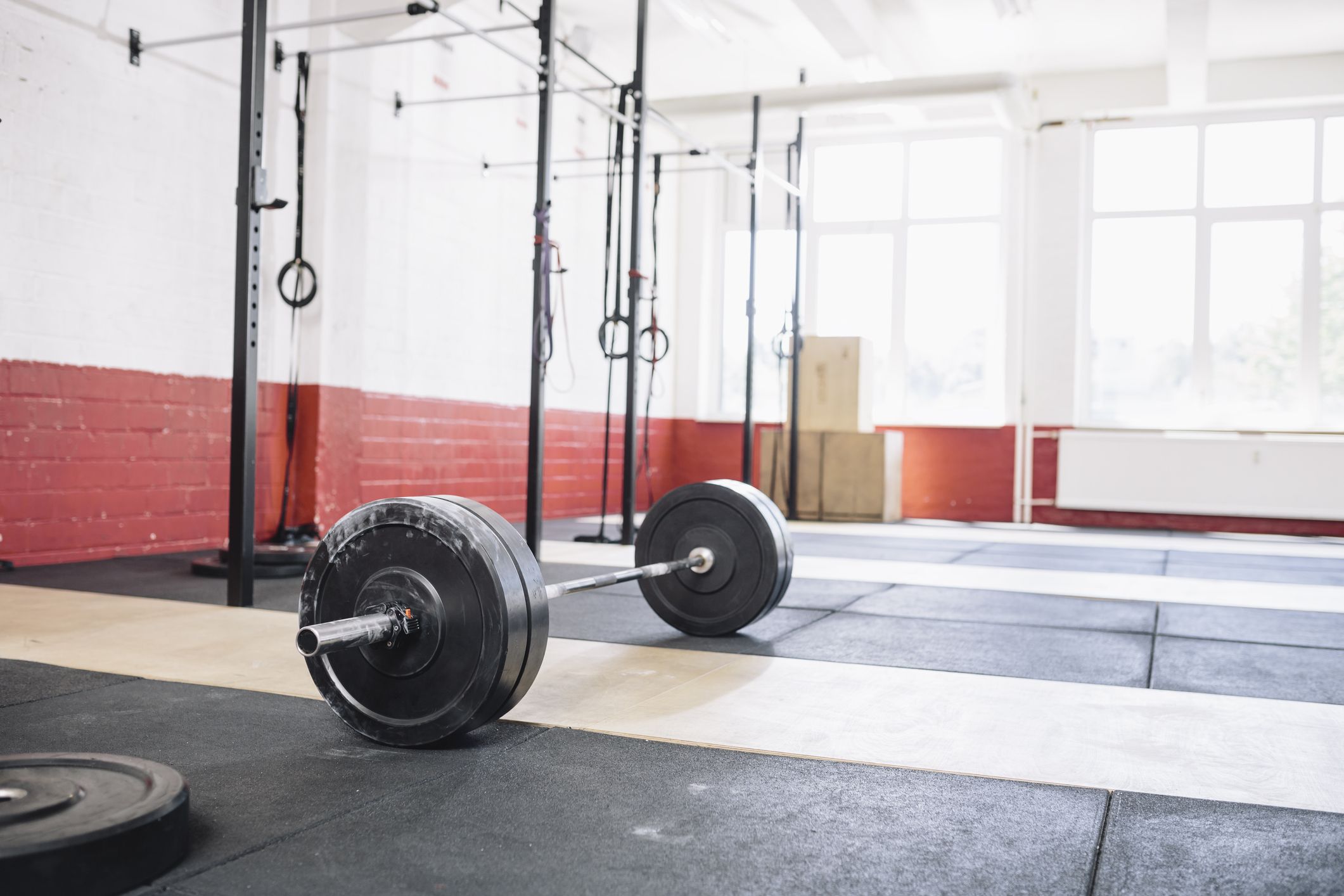 Barbell in gym