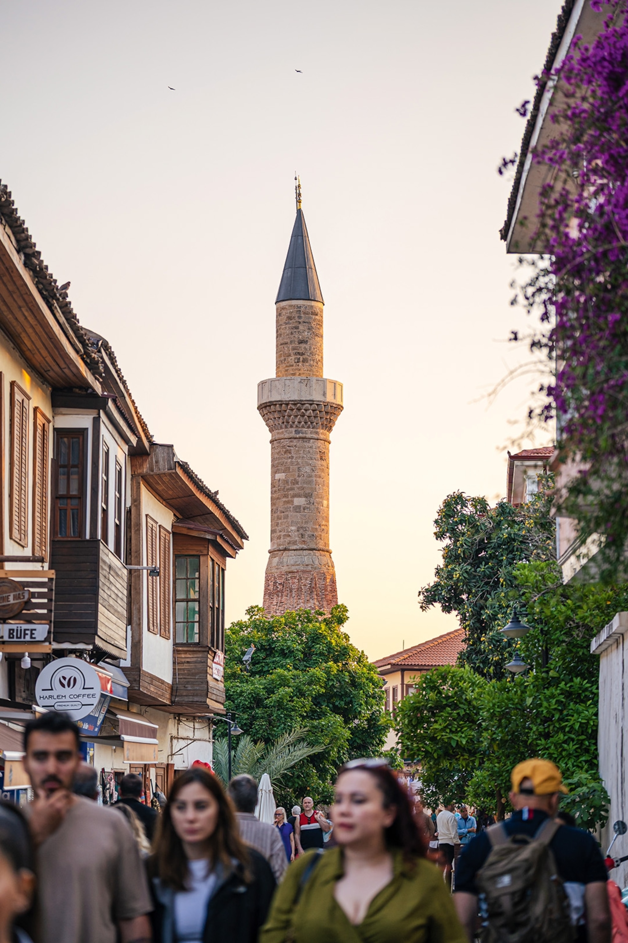 the minaret of Şehzade Korkut Mosque in Kaleiçi