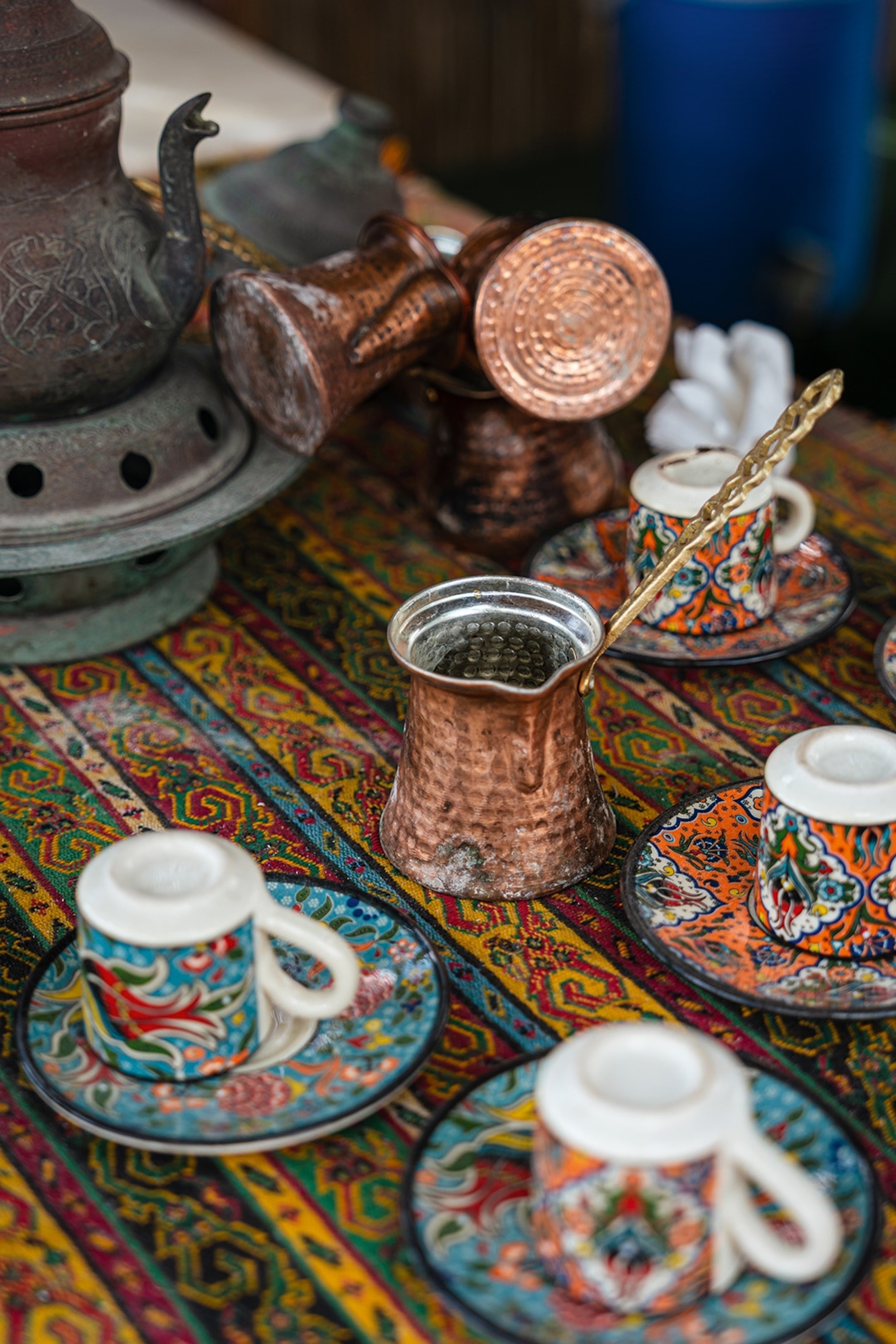 Turkish coffee served at a kiosk near the Lower Düden Waterfalls
