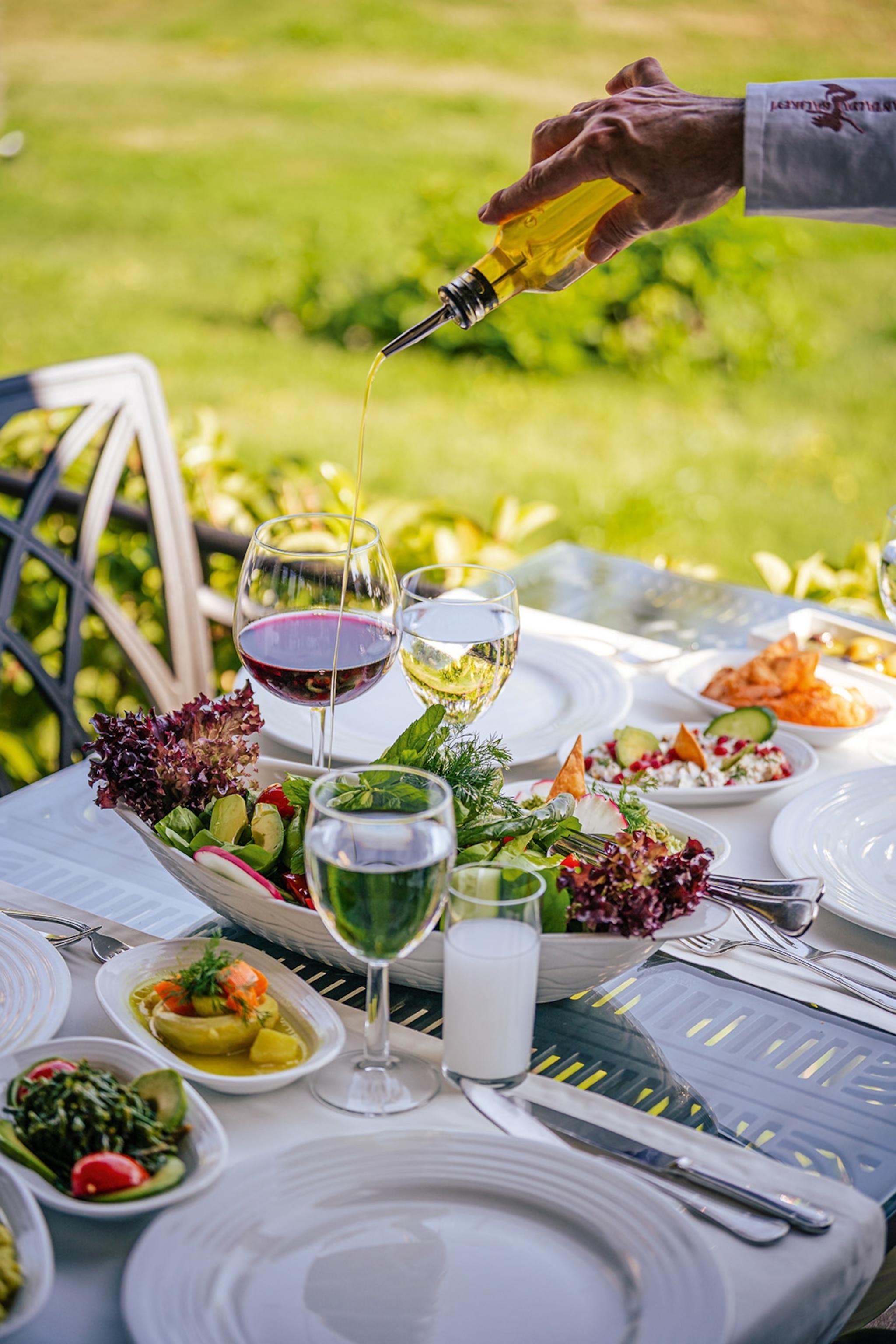 an outdoor table at the popular fish restaurant, Antalya Balik Evi
