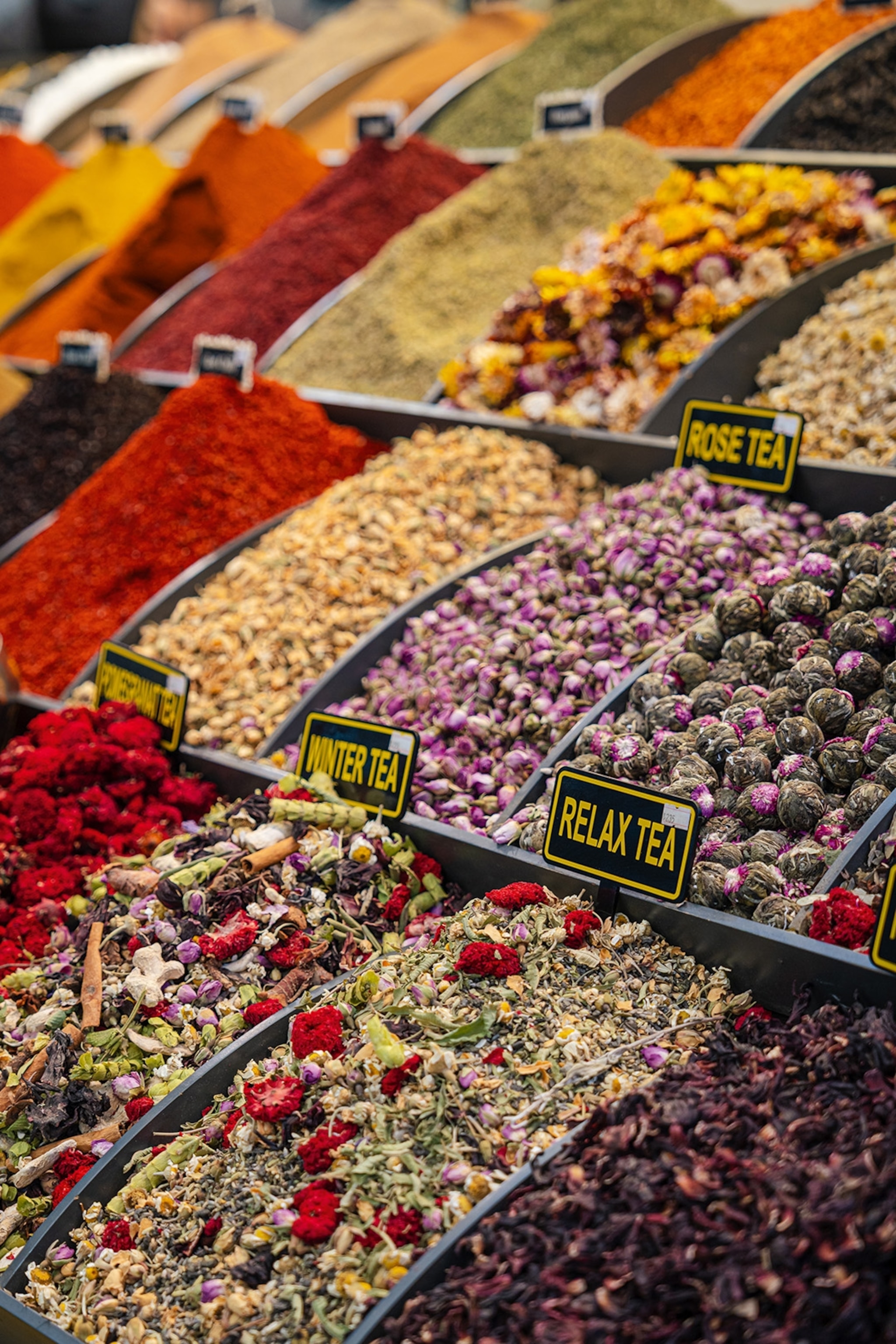 spices and tea for sale at the Old Bazaar