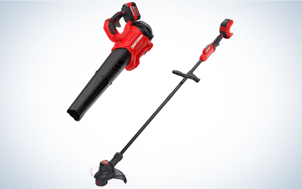  Craftsman blower and trimmer on a plain background