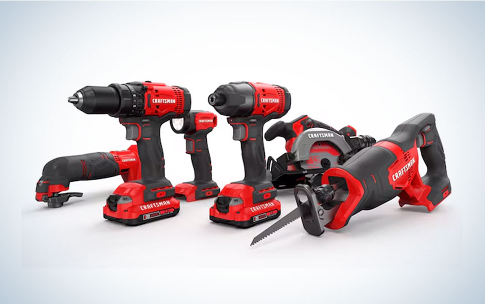  Craftsman power tools on a plain background on sale at Lowe's