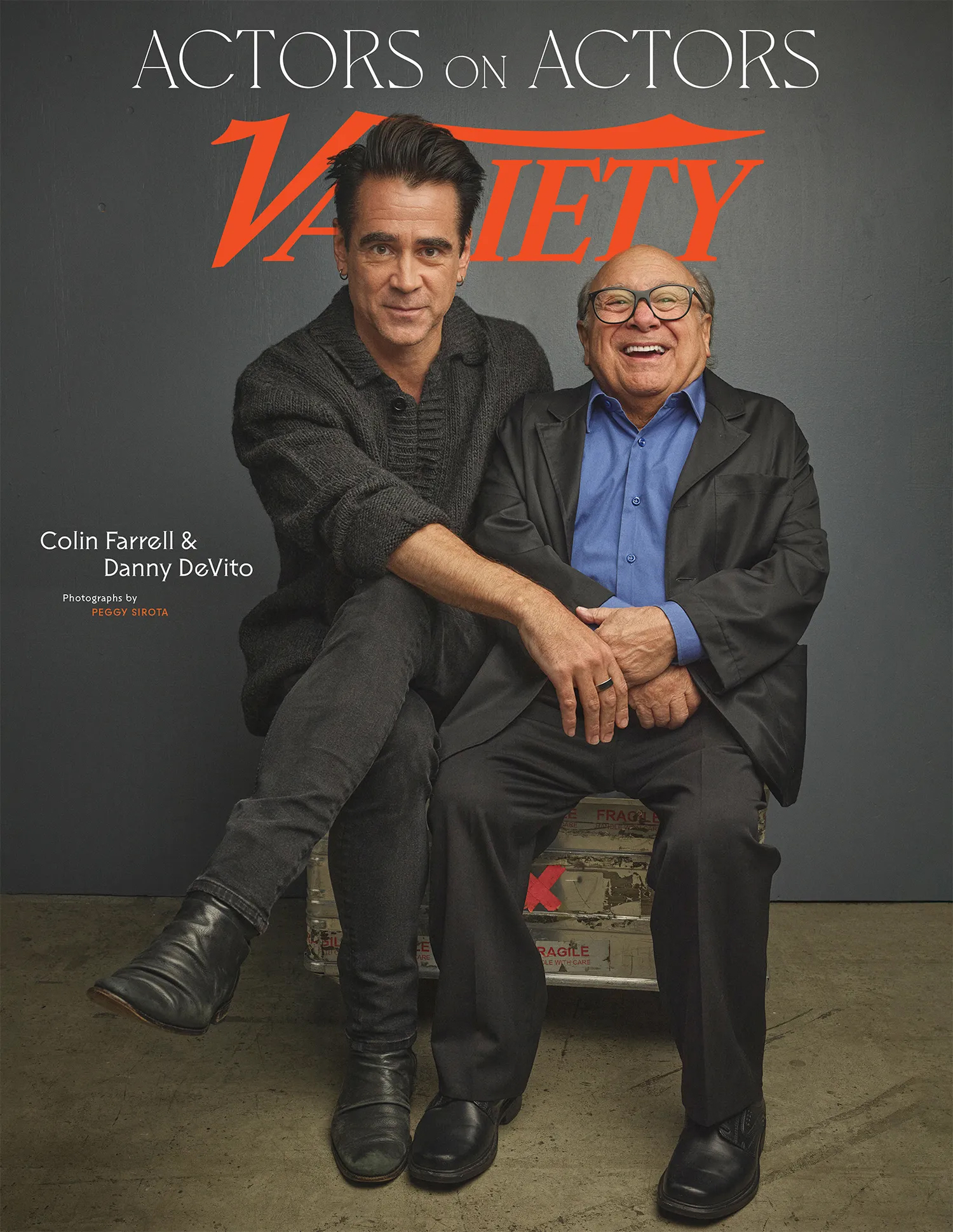 Collin Farrell and Danny DeVito pose together for Variety's Actor on Actor series.
