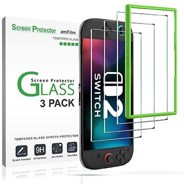 3-Pack amFilm Tempered Glass Screen Protector for Nintendo Switch 2