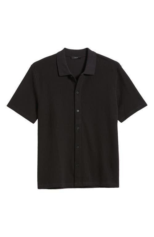 Textured Double Knit Short Sleeve Button-Up Shirt