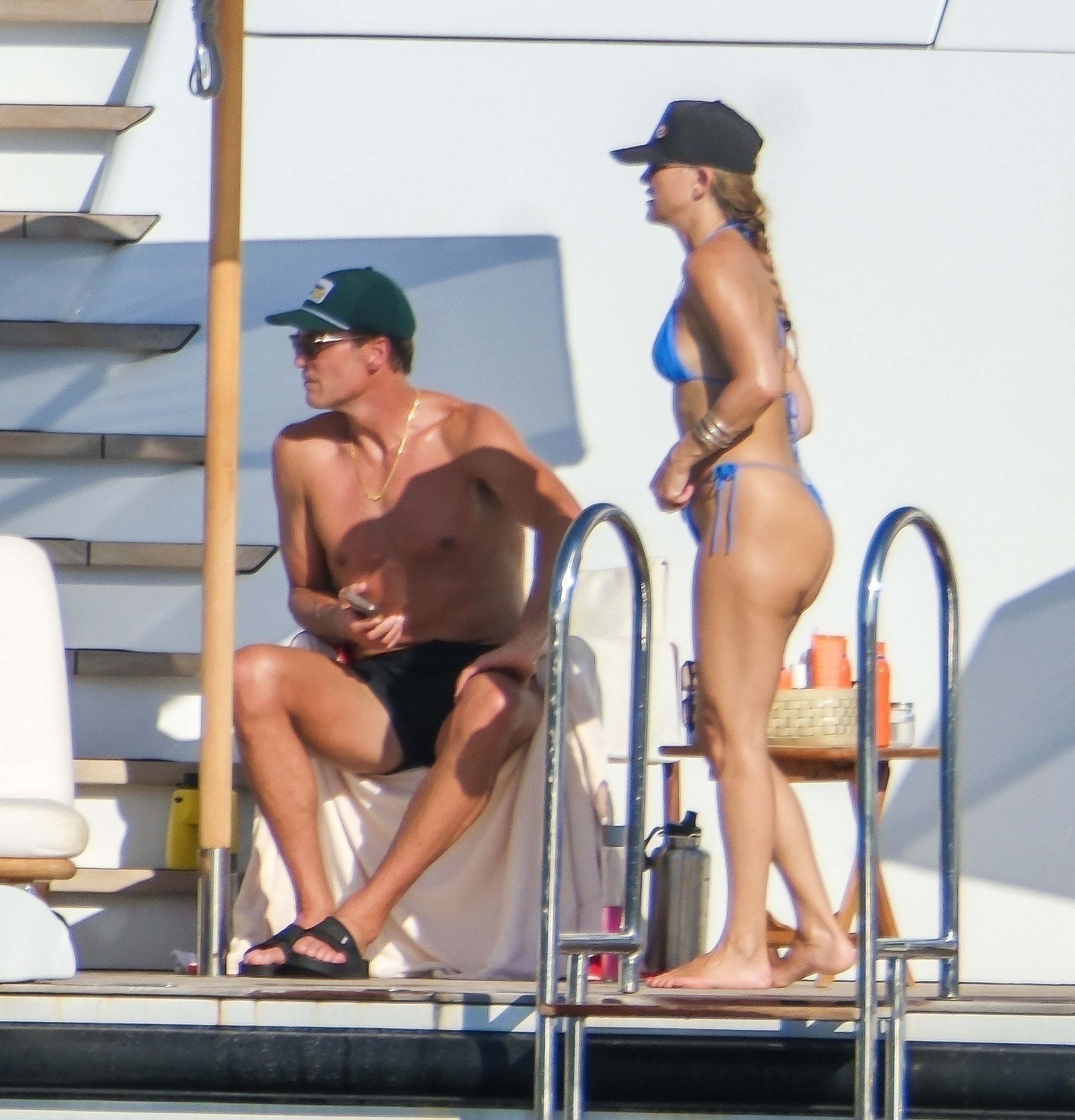 Kate Hudson and Tom Brady on a yacht in Ibiza, Spain