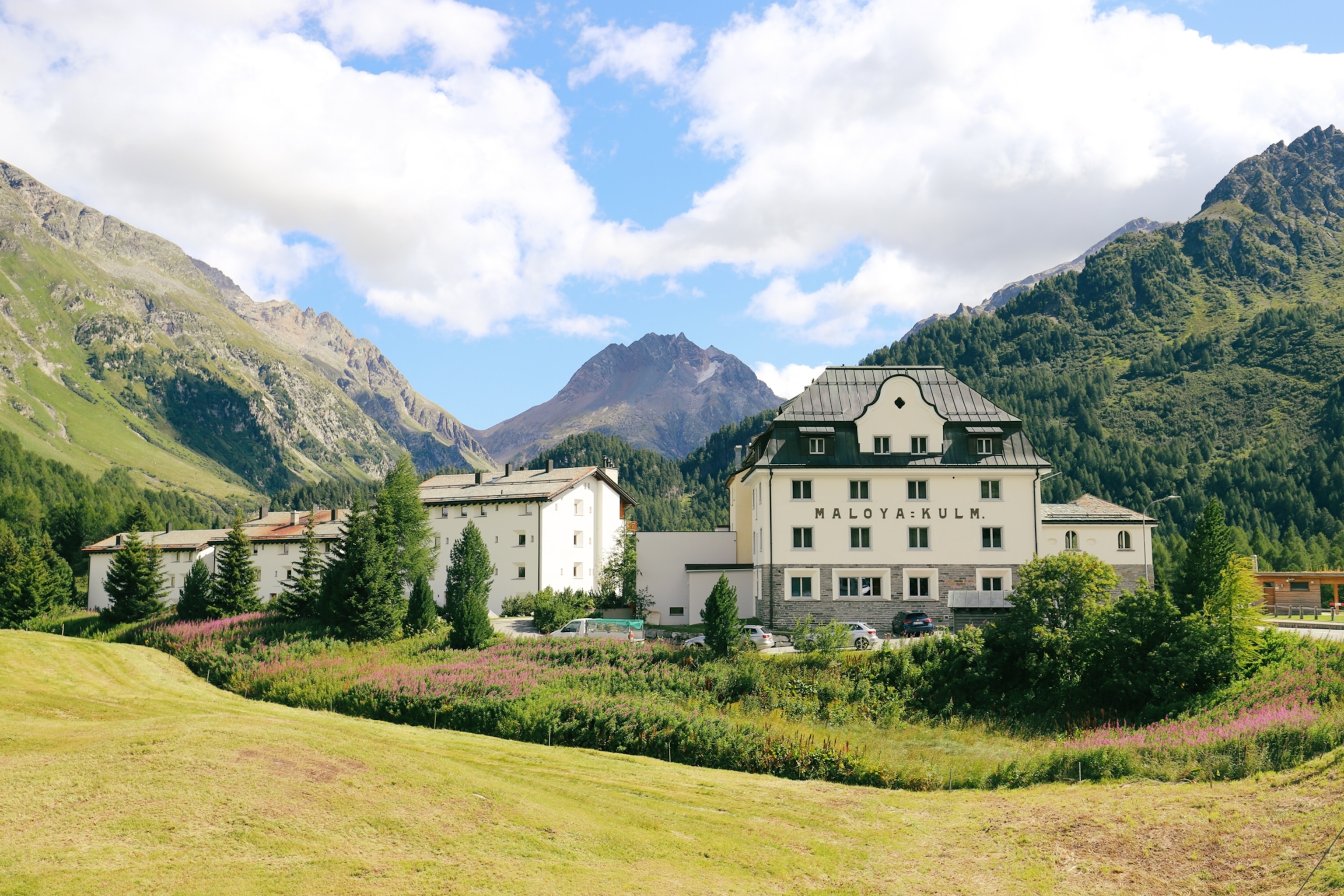 Maloja Kulm a historic alpine lodge located on the summit of the Maloja Pass.