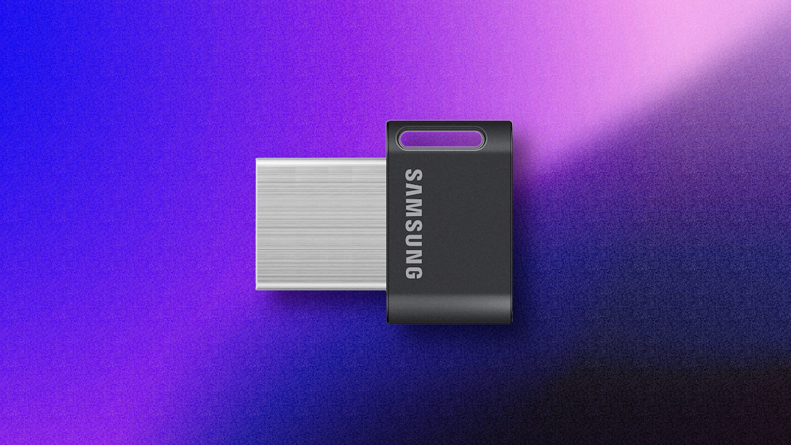 Samsung FIT Plus USB flash drive promo on background