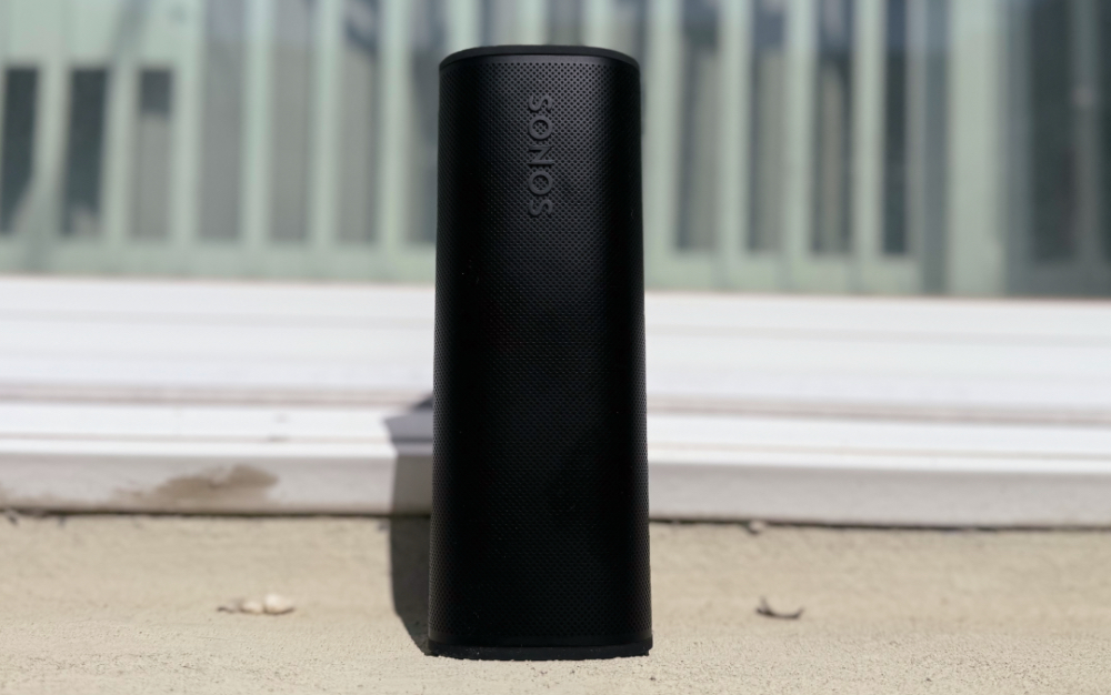 Sonos Roam 2 in front of a window.