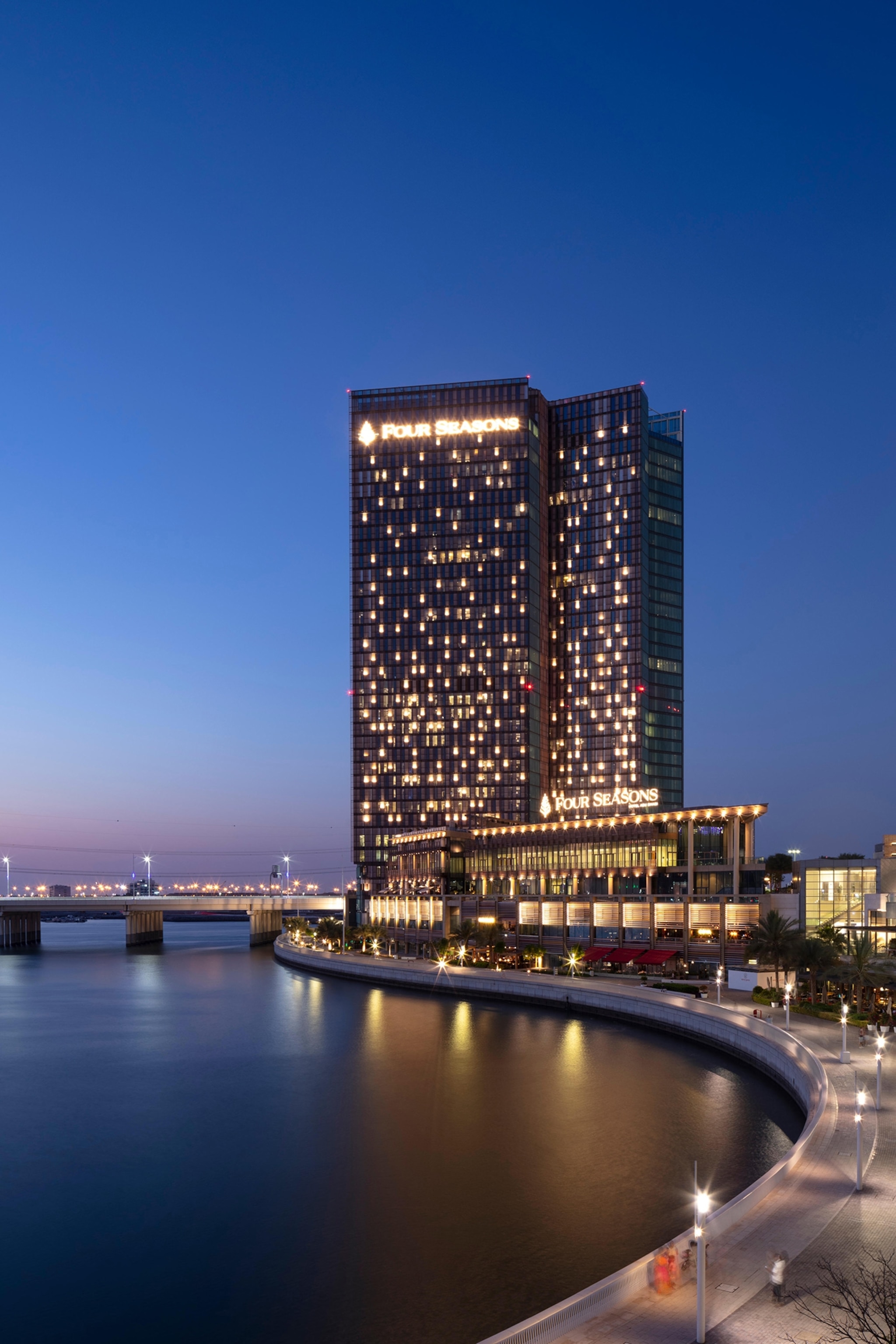 AL MARYAH ISLAND, ABU DHABI, UNITED ARAB EMIRATES - April 14, 2019: The Four Seasons hotel on Al Maryah Island.