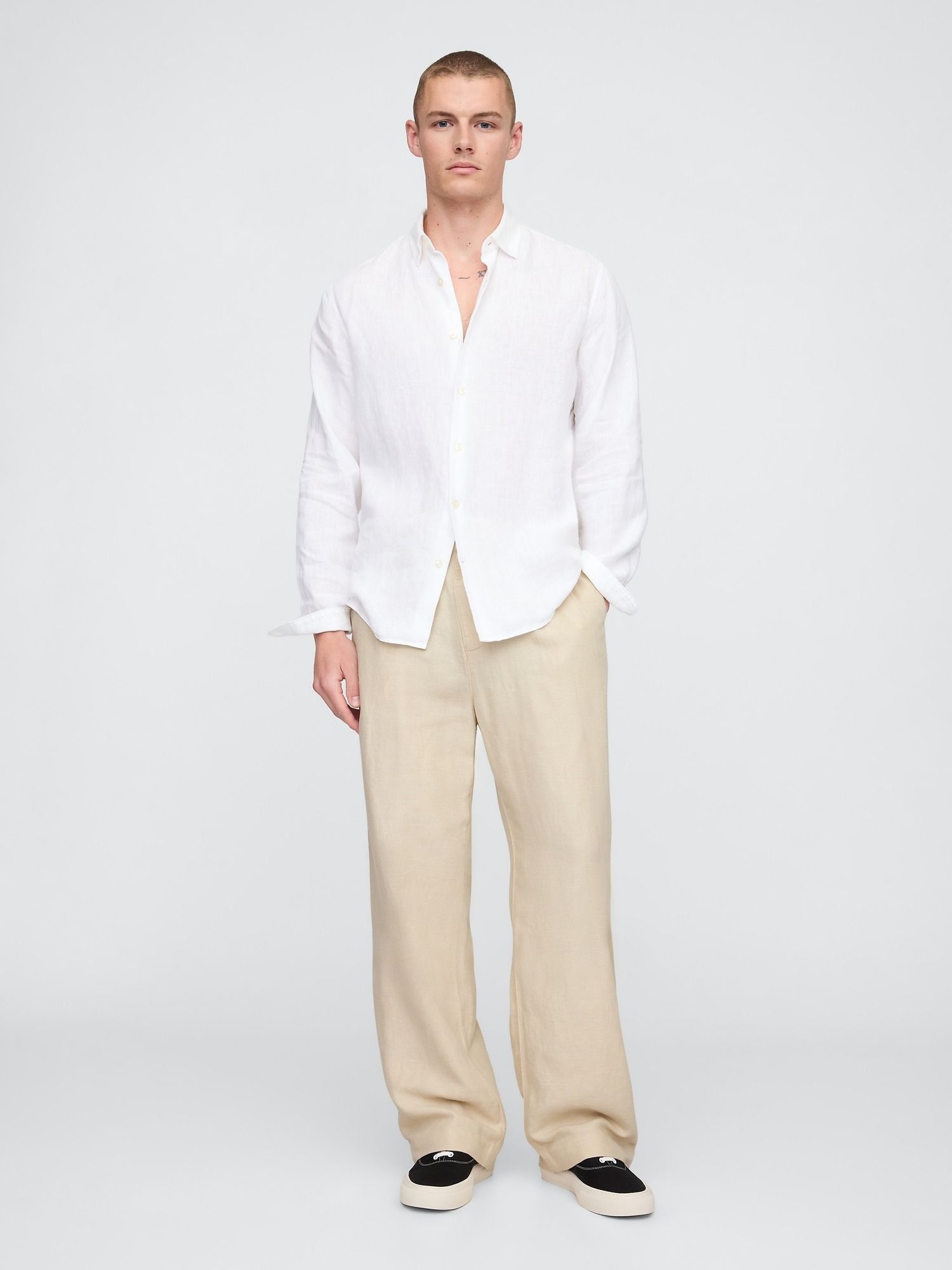 Linen-Cotton '90s Loose Pleated Khakis Linen-Cotton '90s Loose Pleated Khakis