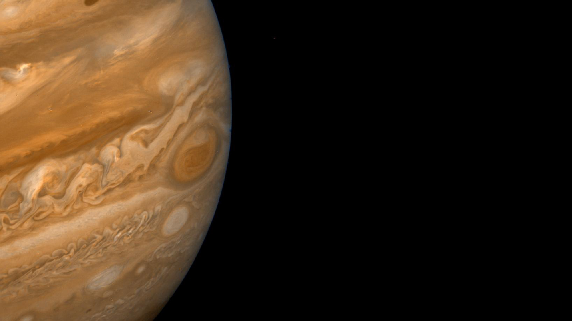 A close-up of Jupiter showing its Great Red Spot