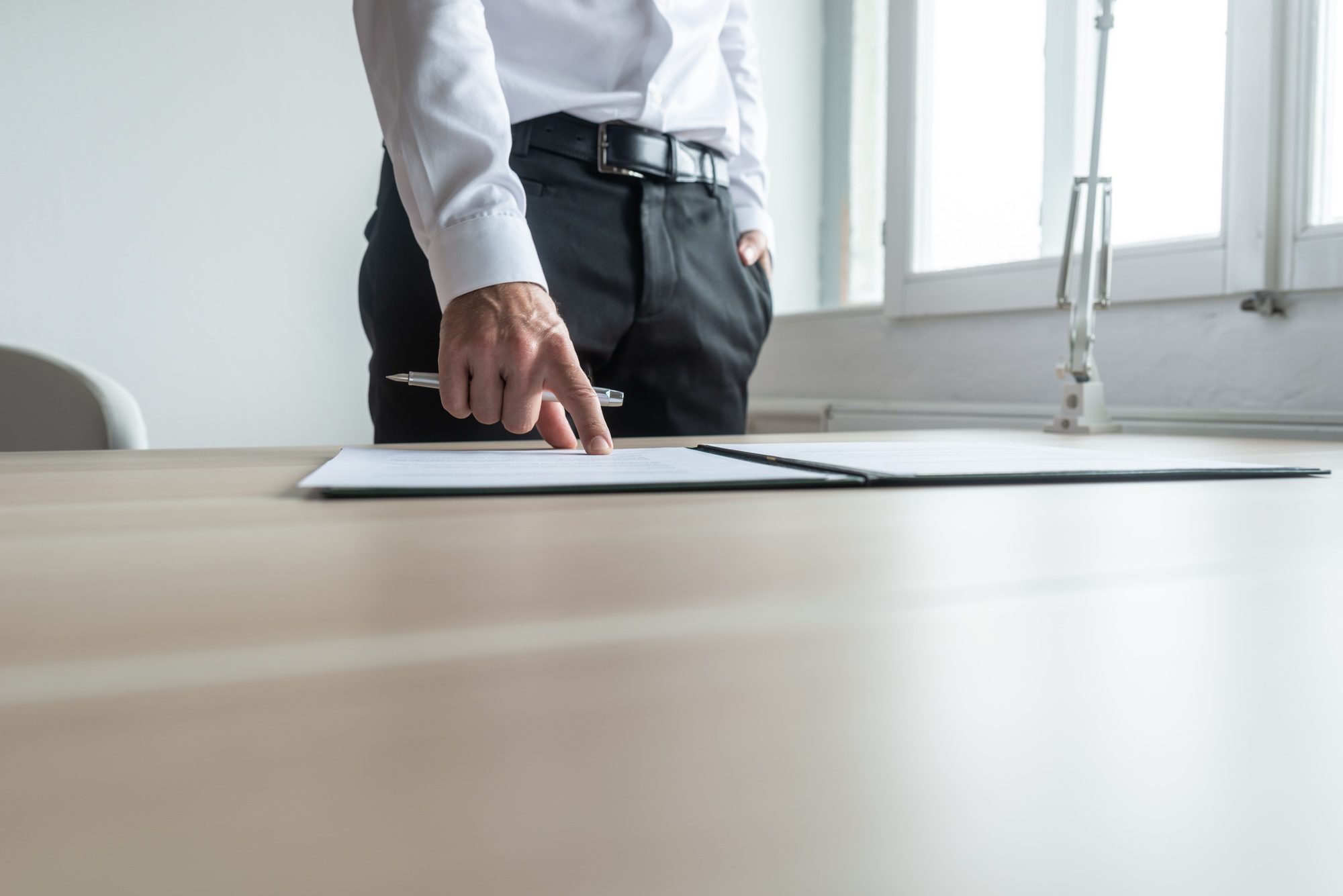 Businessman pointing to a document