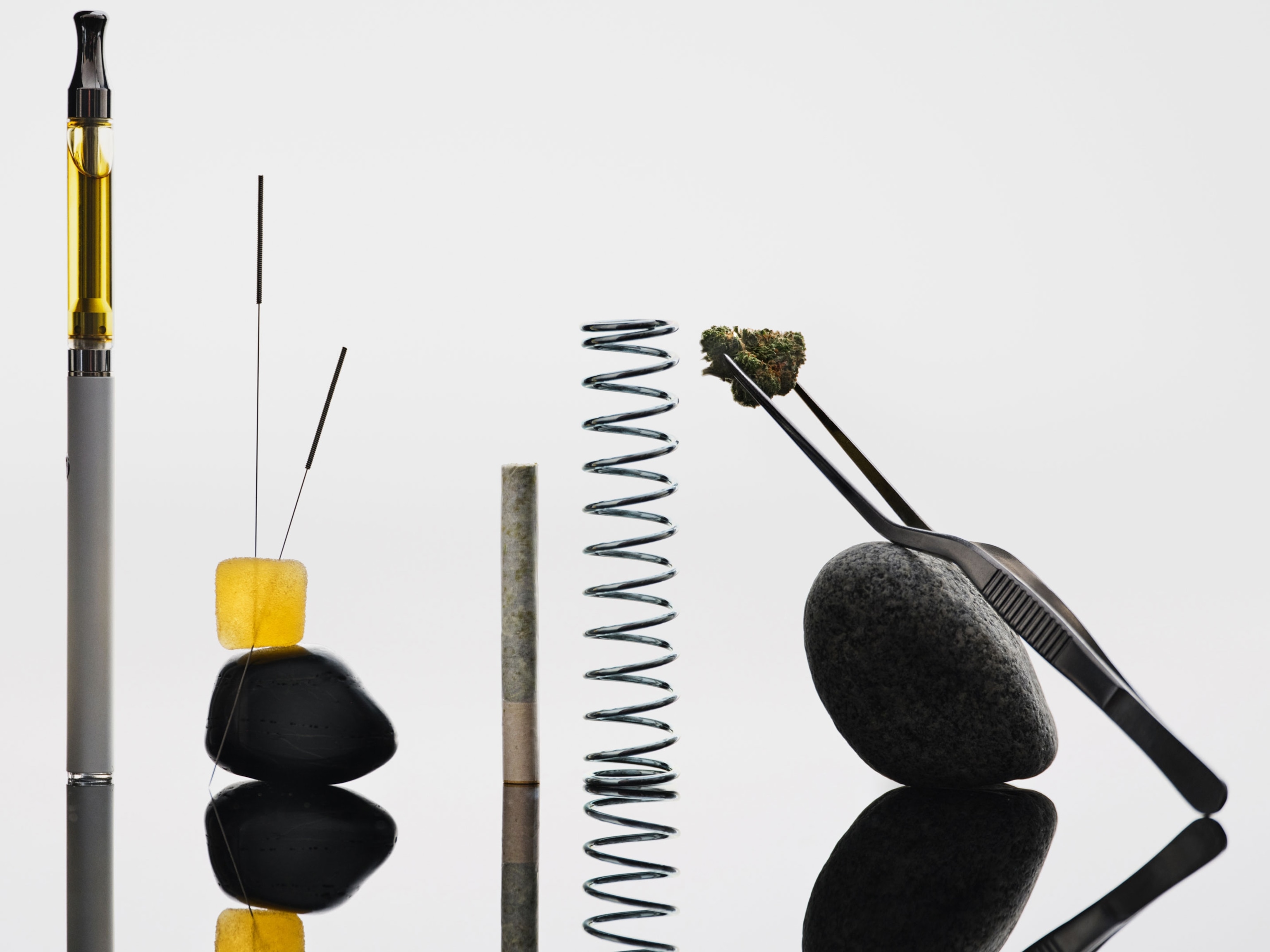 A still life image of cannabis products