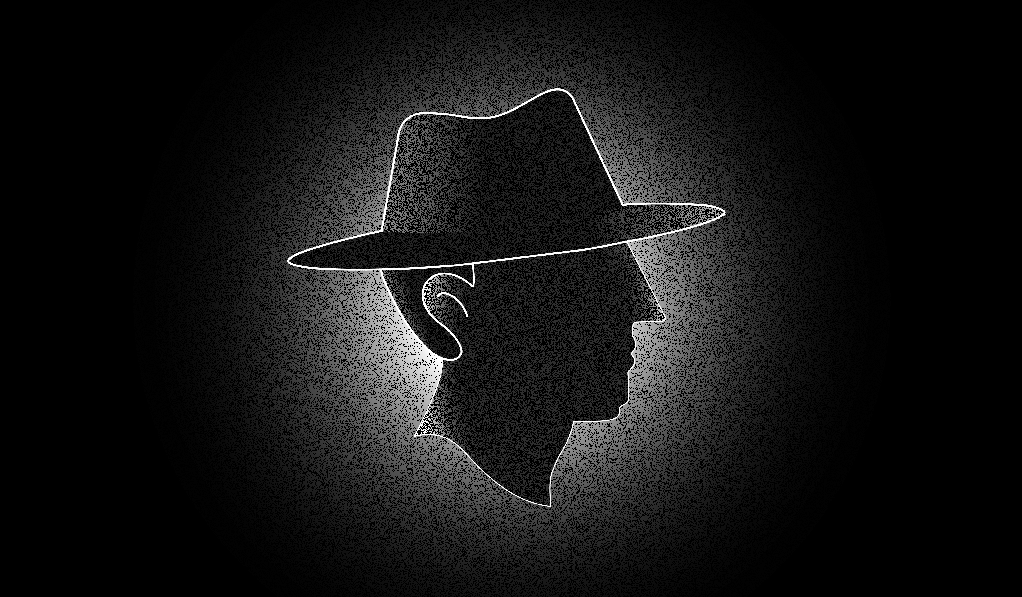 Black and white illustration of a man's face profile.