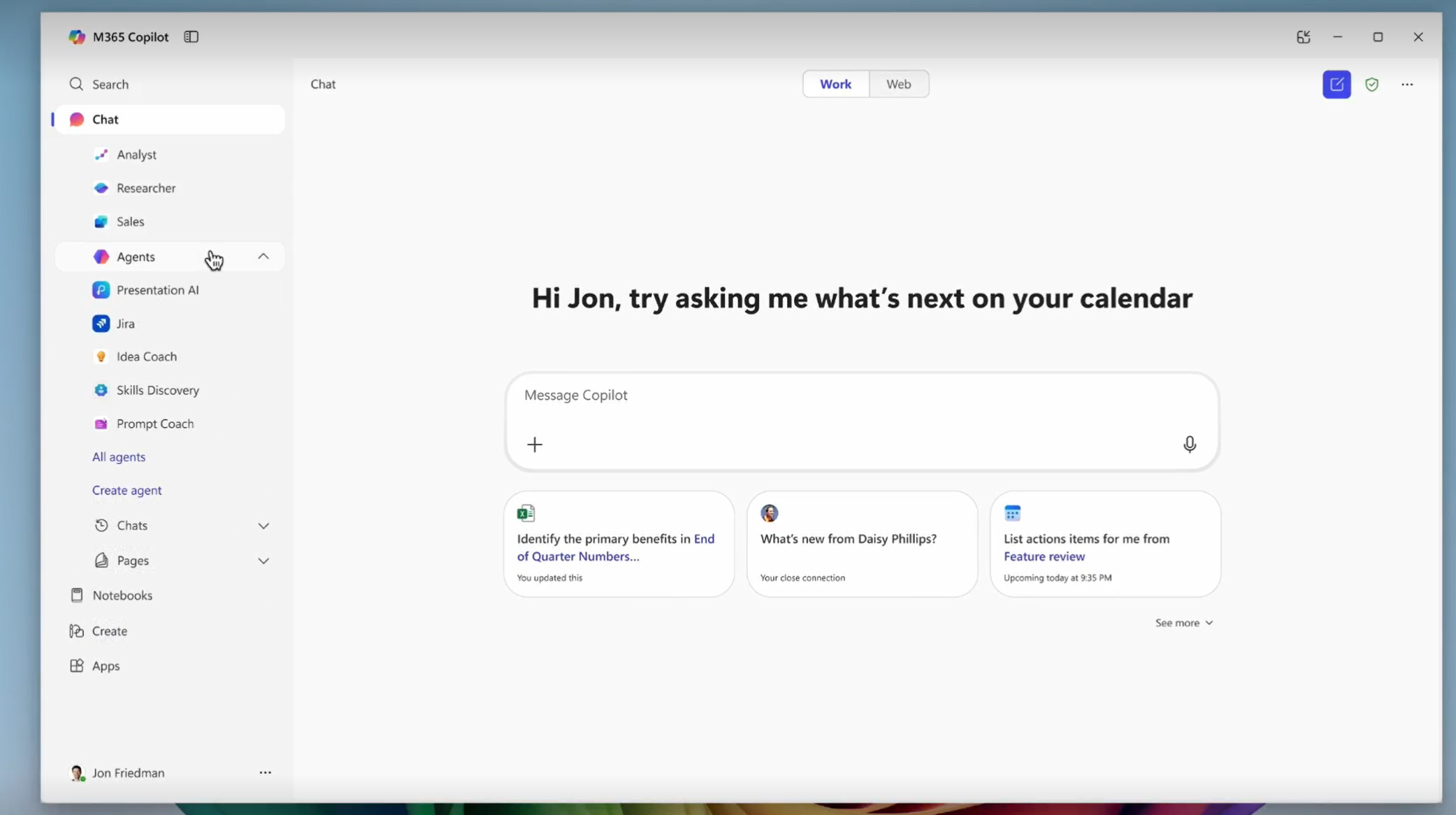 Microsoft 365 Copilot app with agents