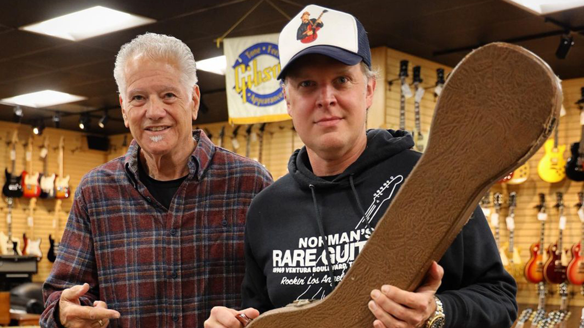 Norman Harris (left) and Joe Bonamassa inside the former's legendary guitar store
