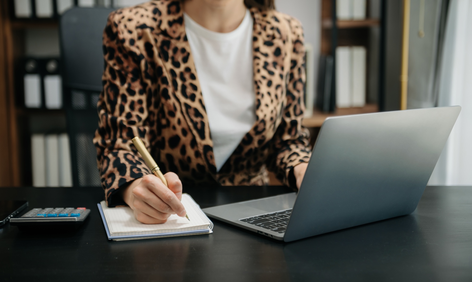 Working Process in Modern Office. Young Woman Account Manager Working at Table with New Business