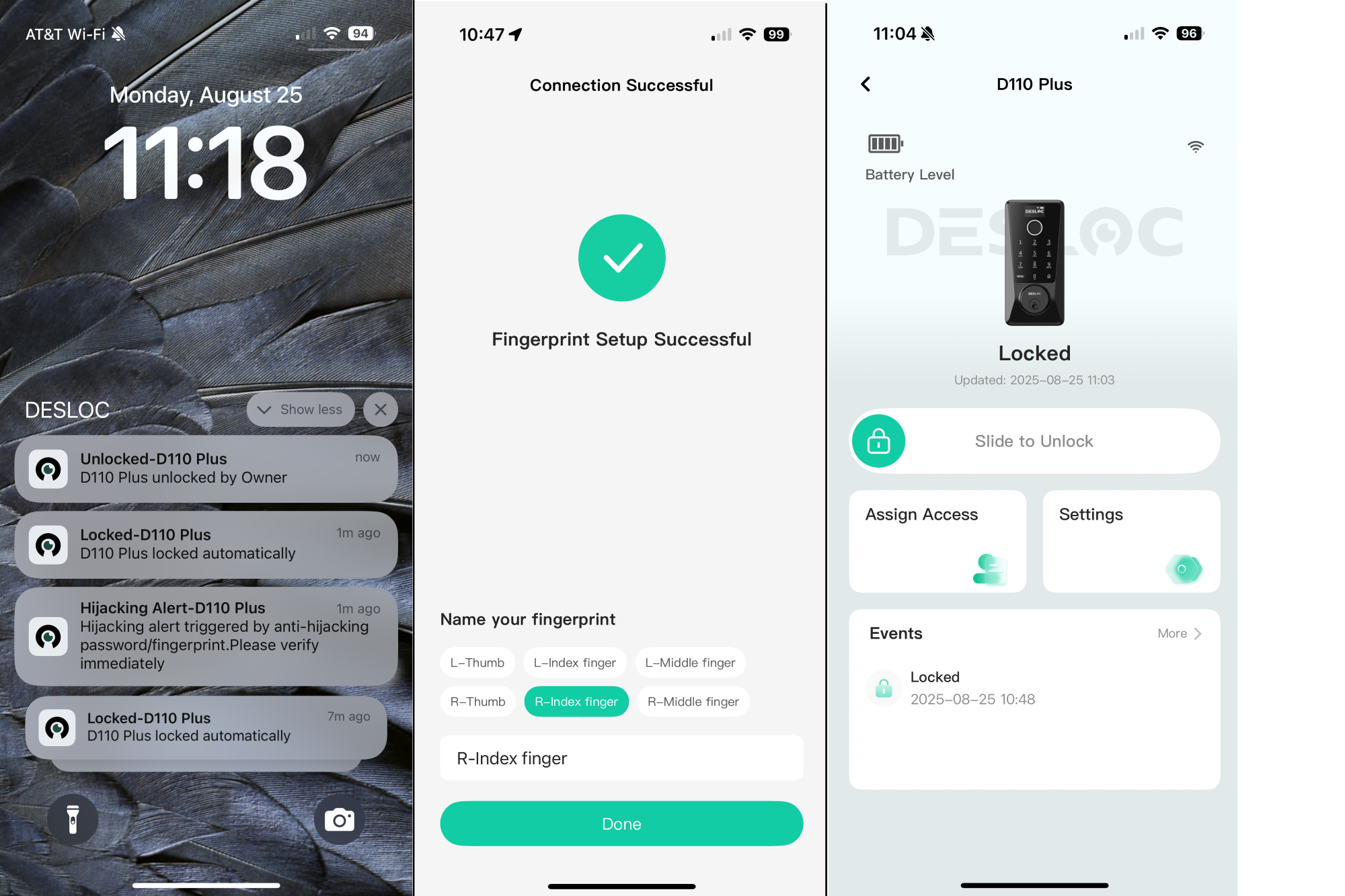 Deslock app screenshots