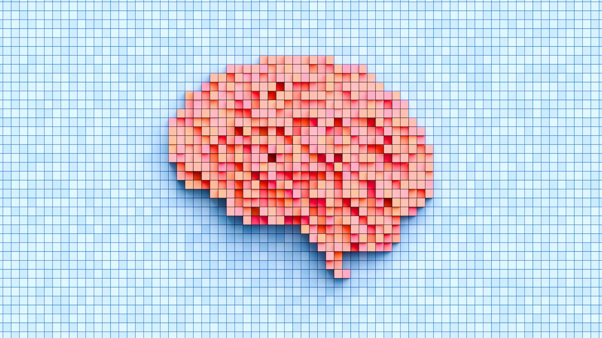 an illustration of a brain in a pixelated mosaic style