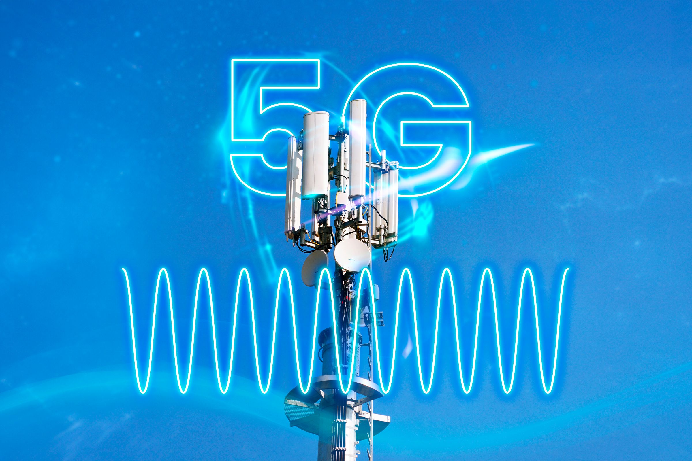 A digital graphic representation of 5G networks.