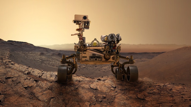 Mars rover exploring
