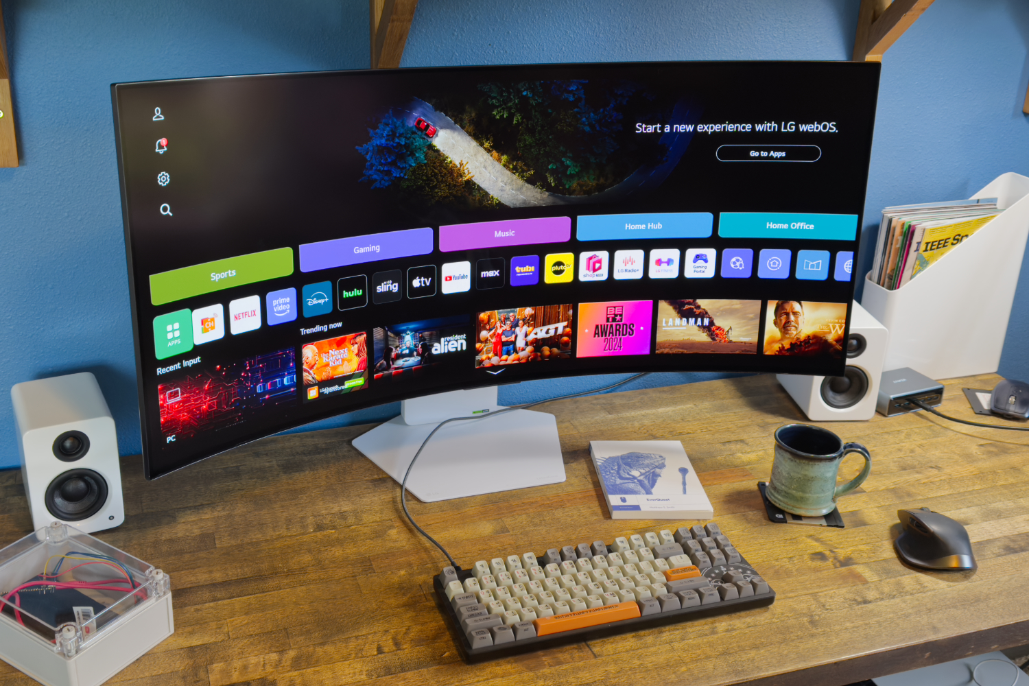lg ultragear 39gx90sa monitor on desk from an angle