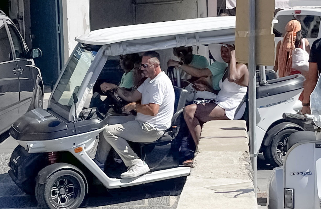 Venus Williams was spotted preparing for her wedding in Italy which takes place today. The 45-year-old is set to marry actor Andrea Preti on the island of Ischia in Italy. Onlookers on holiday saw her riding in the back of a golf cart in a white dress and sun hat riding in the back of a golf cart yesterday (10) in the village of Sant'Angelo. According to a bystander, Serena was also in the buggy and members of the wedding party were wearing 'Team Groom' and 'Team Bride' t-shirts.