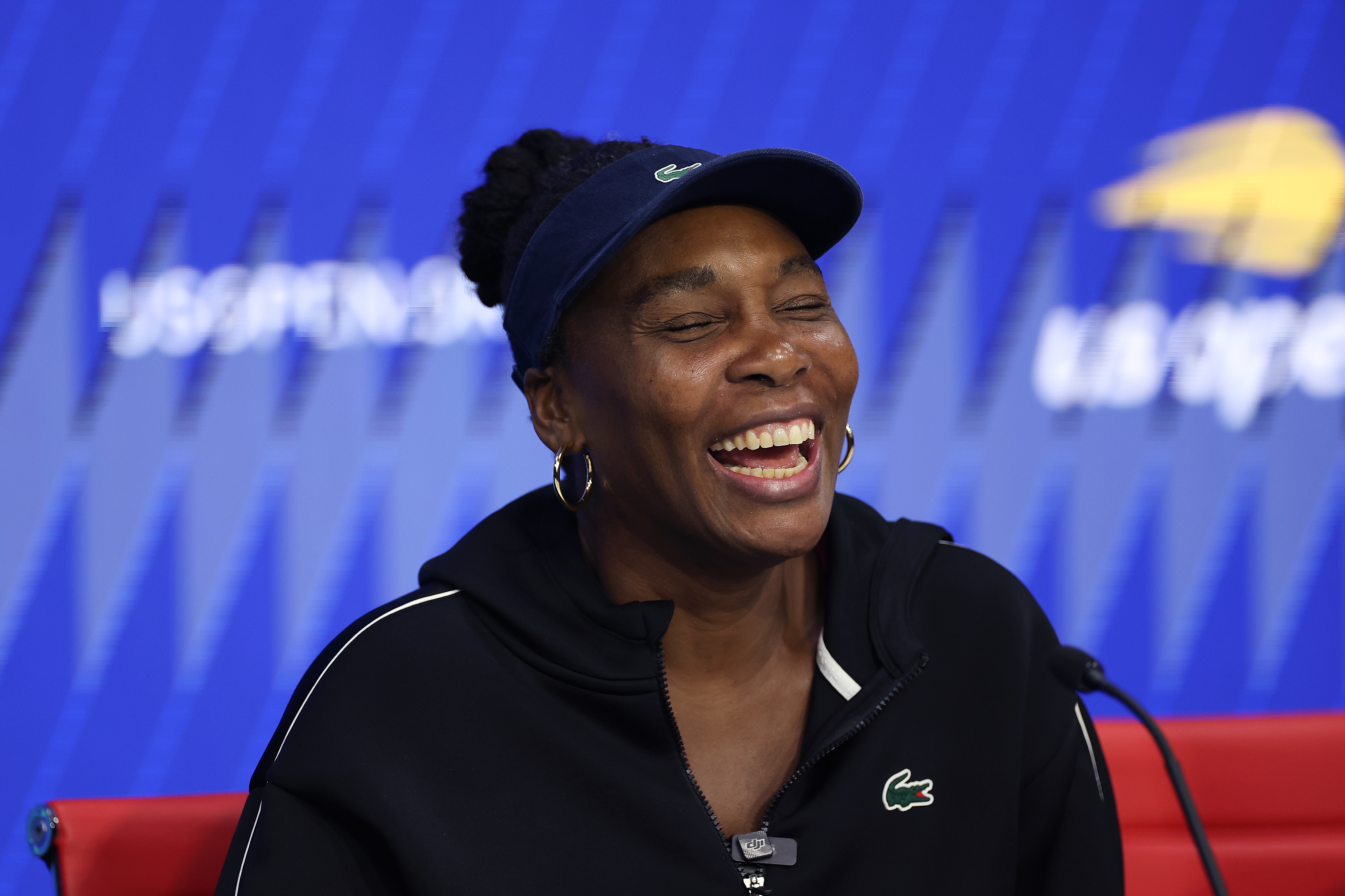 NEW YORK, NEW YORK - SEPTEMBER 02: Venus Williams of the United States speaks to the press following her Women's Doubles Quarterfinal match with Leylah Fernandez of Canada (not pictured) against Katerina Siniakova of Czechia and Taylor Townsend of the United States on Day Ten of the 2025 US Open at USTA Billie Jean King National Tennis Center on September 2, 2025 in the Flushing neighborhood of the Queens borough of New York City. (Photo by Sarah Stier/Getty Images)
