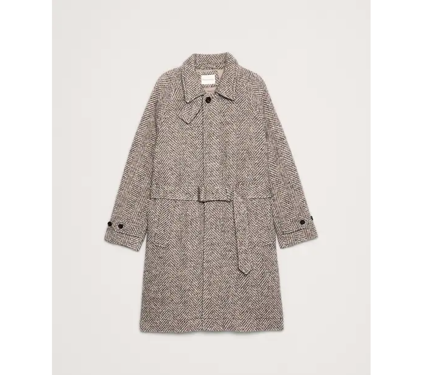 Italian Herringbone Balmacaan Coat