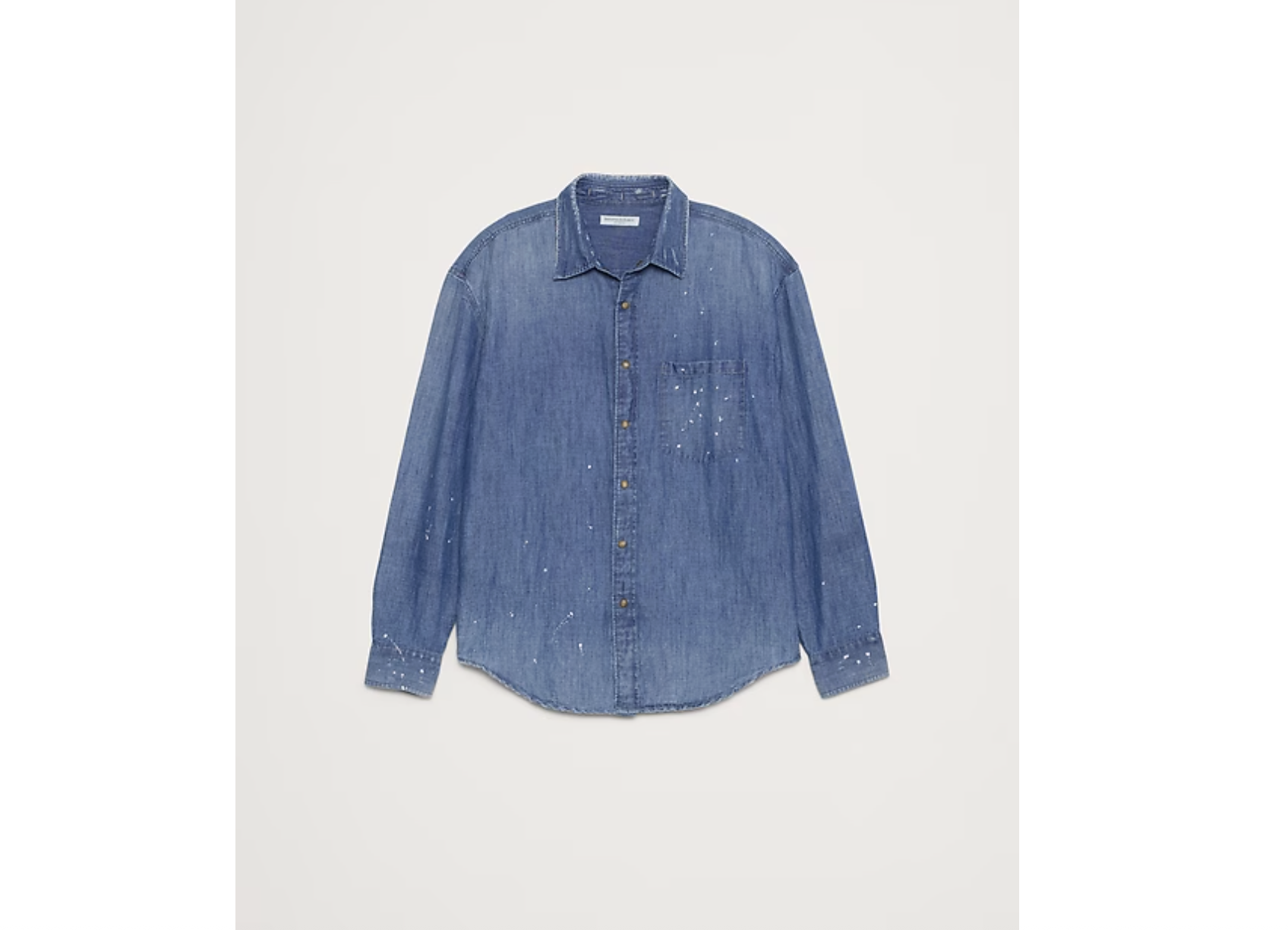 Relaxed-Fit Paint Splatter Cotton-Hemp Chambray Shirt