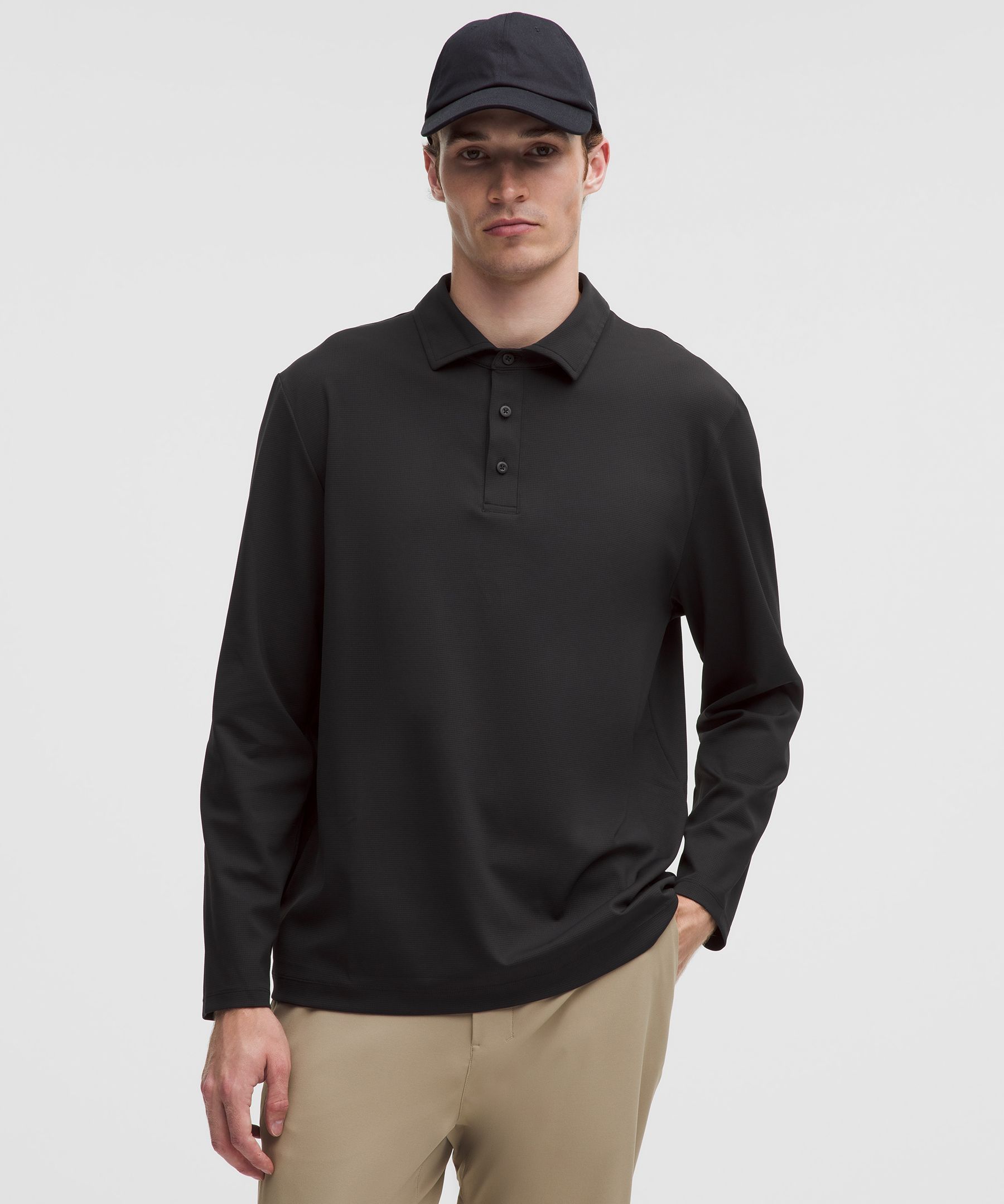 Relaxed-Fit Long-Sleeve Golf Polo Shirt