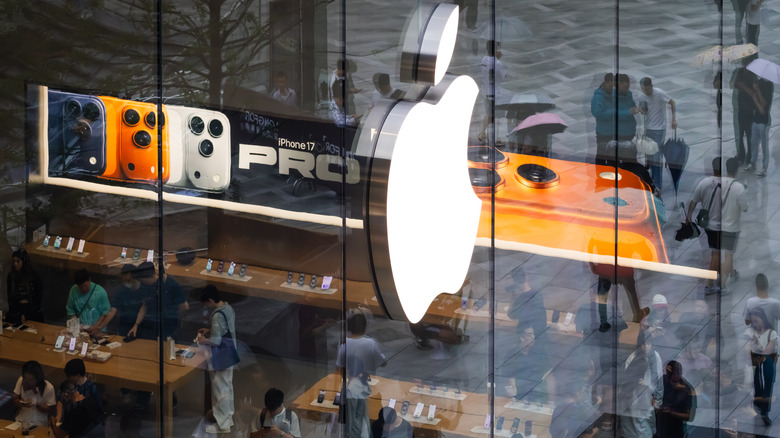 Apple retail store advertising the iPhone 17 Pro